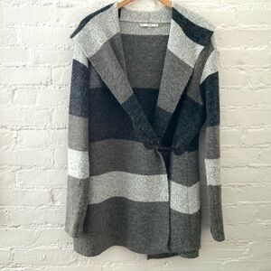 Sioni Gray & Black Striped  Knit Cardigan toggle close Large